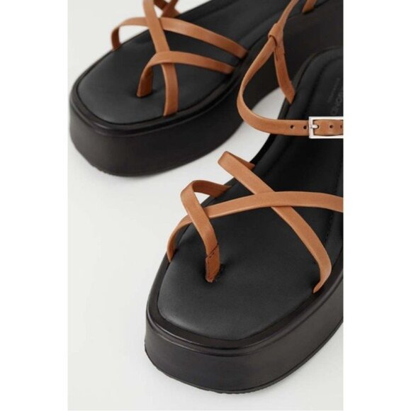 NWT Vagabond Courtney Strappy Leather Flatform Sandal 41 Cognac Platform 11 - Picture 2 of 13